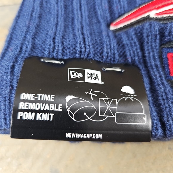 New Era New England Patriots NFL Football Lined Blue/Red/Cream Stocking Hat - Picture 9 of 9